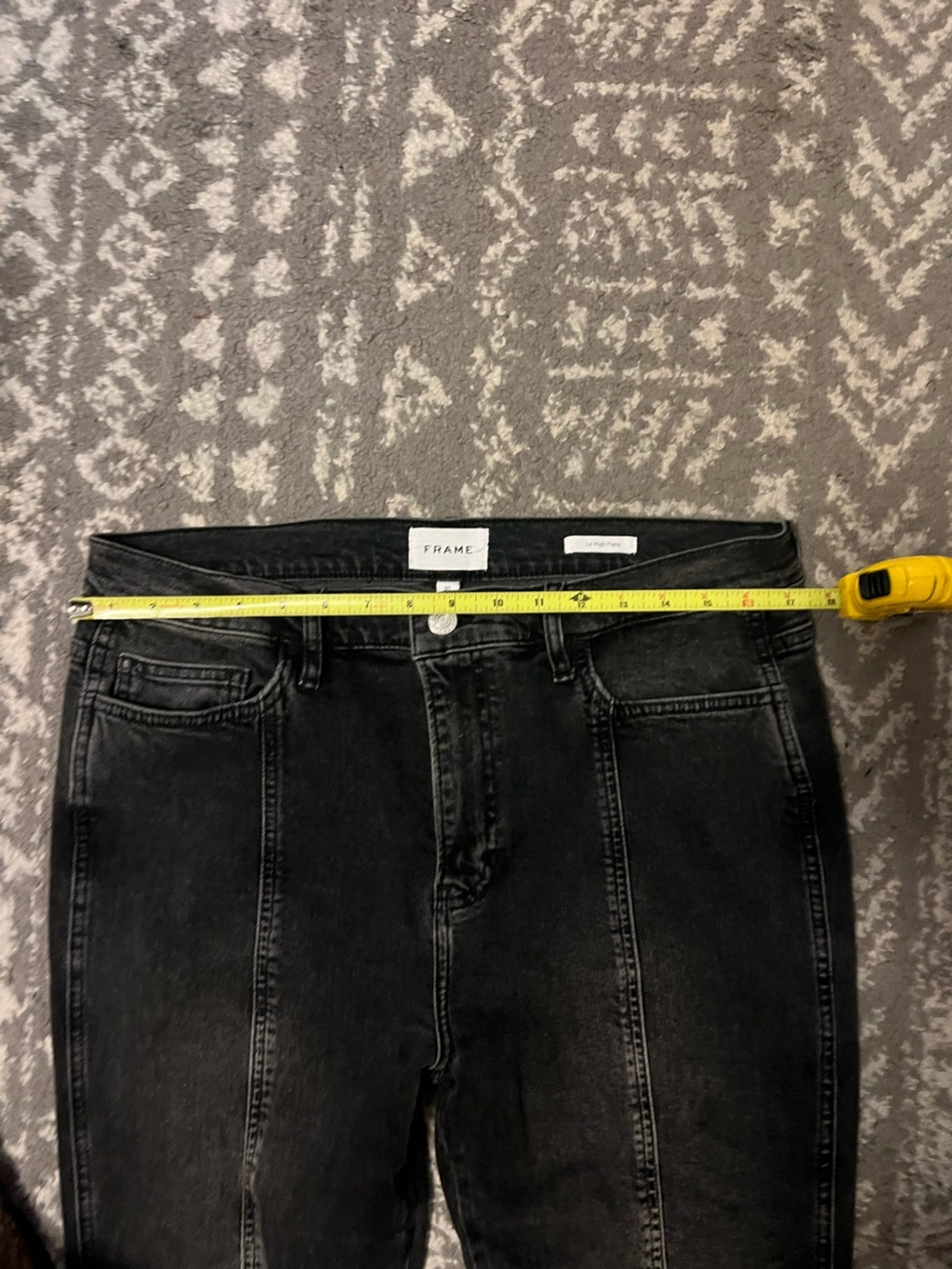 Frame le High Flare Denim Black Flare Jeans with Front Seam Detail sz 31 (L120) - Picture 8 of 12